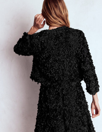Petal Textured Cropped Jacket-Black, Petal Tulle-3