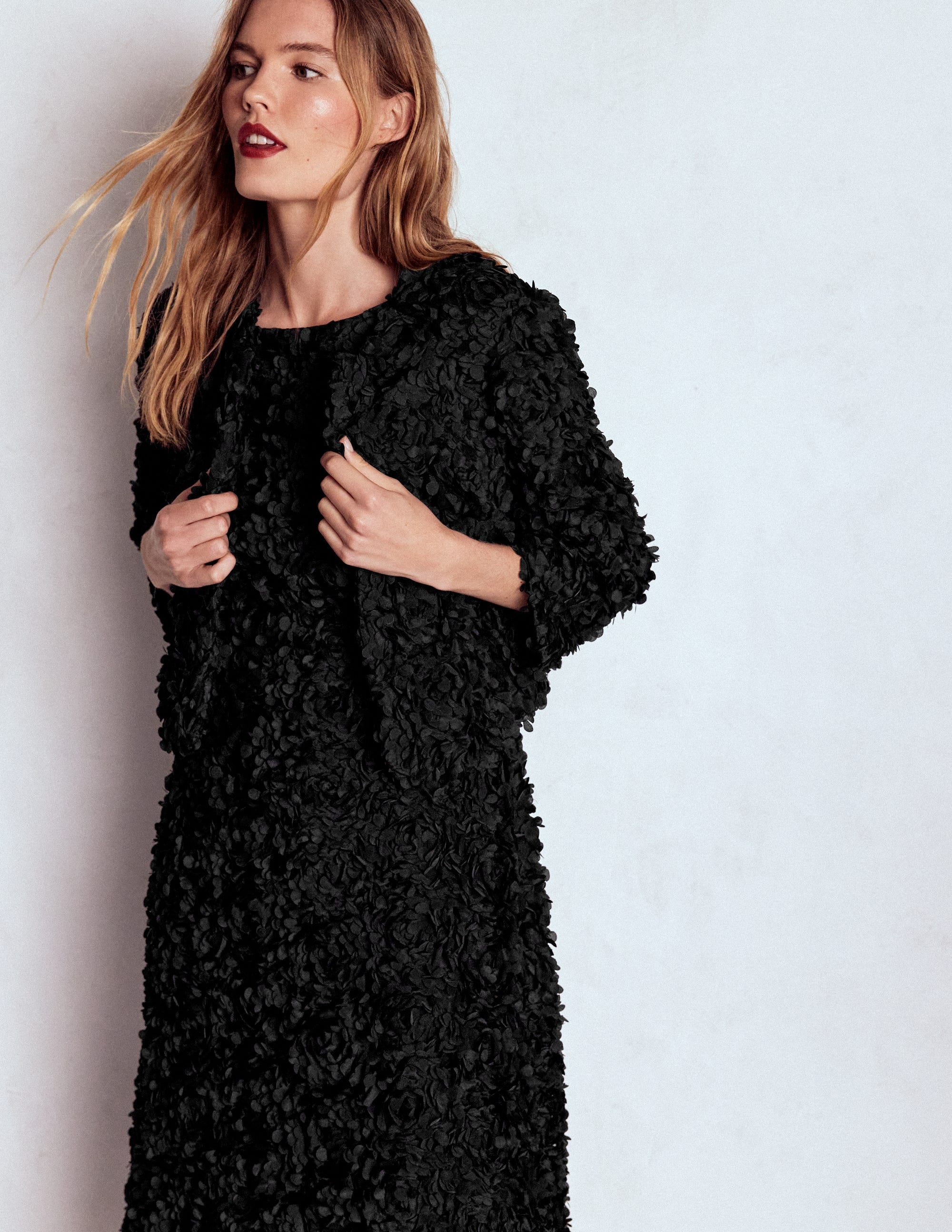 Petal Textured Cropped Jacket-Black, Petal Tulle - Image 5