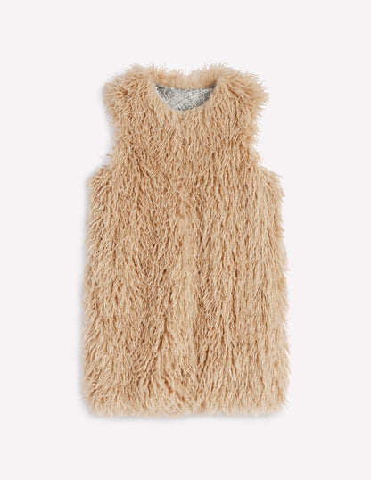 Faux Fur Long Gilet-Sand Dune, Fur-8