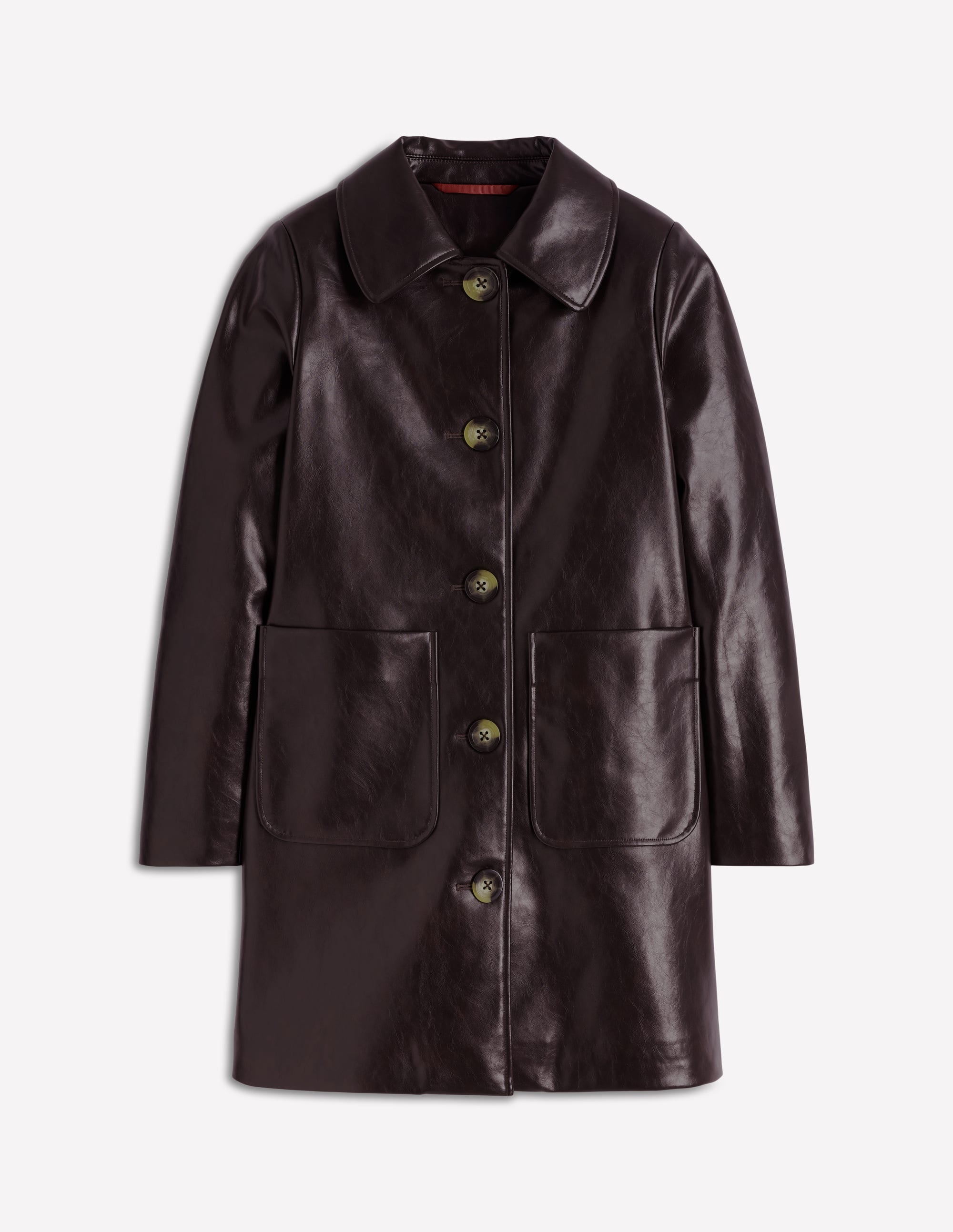 Carlisle Faux Leather Coat - Dark Cherry | Boden UK
