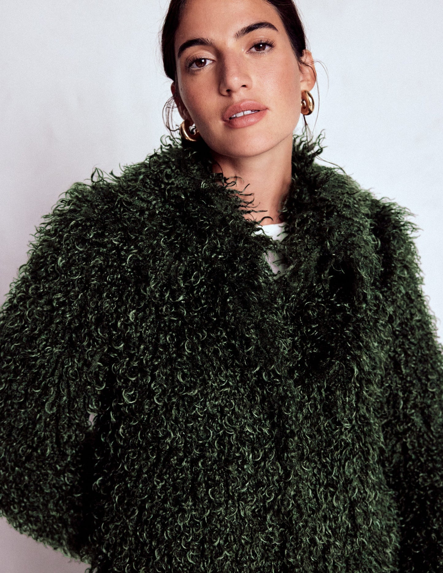 Faux Fur Coat-Kale Leaf, Faux Fur