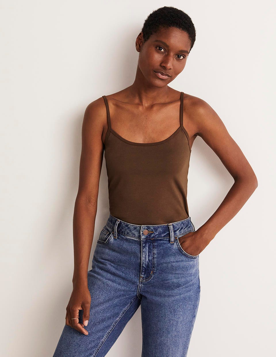 Plain Cami Top-Deep Brown-1