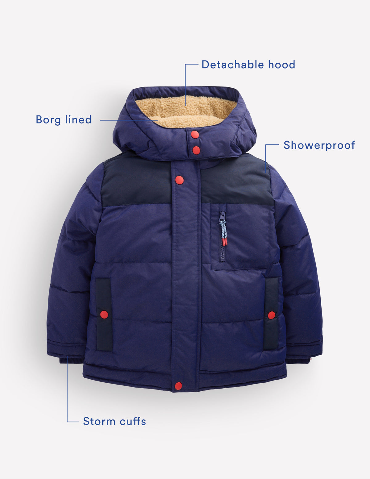 Borg Lined Puffer Coat-College Navy-4