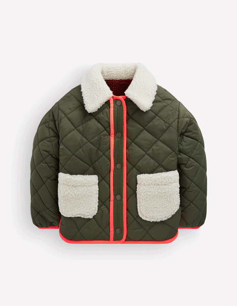 Reversible Borg Quilted Jacket