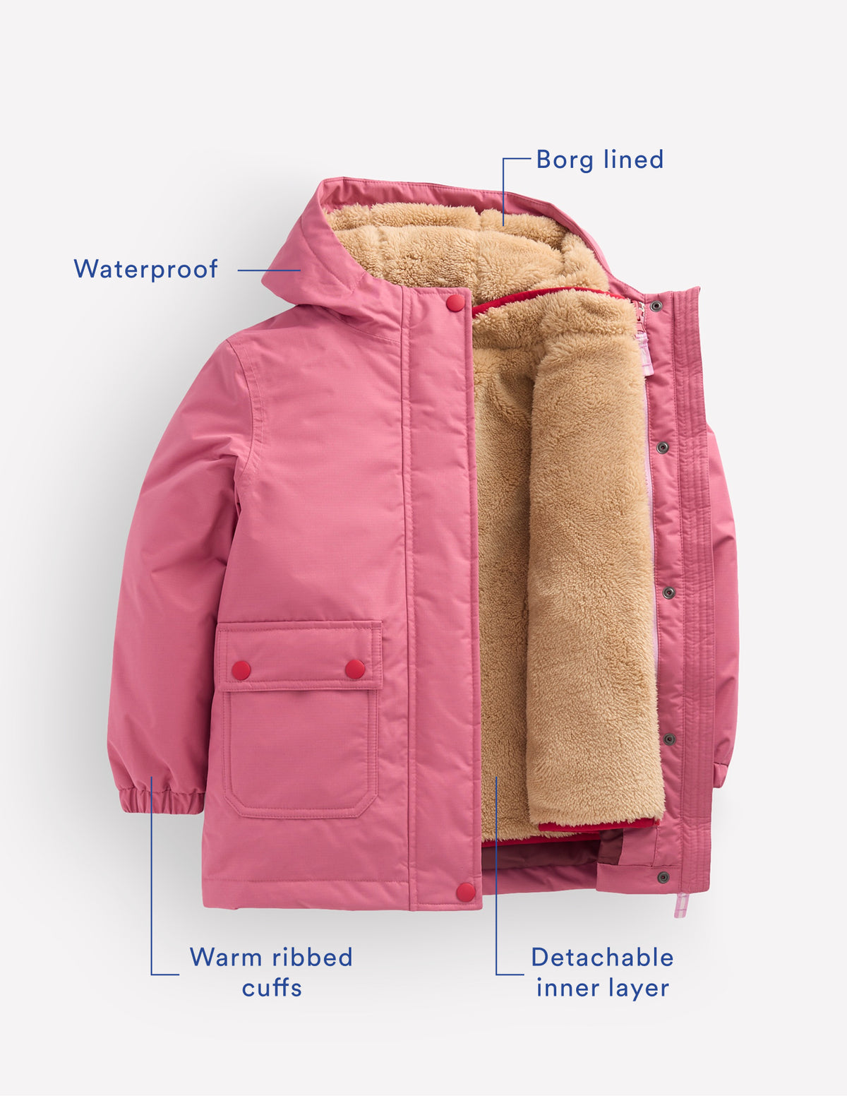4-in-1 Waterproof Coat-Pink Heather - Image 5