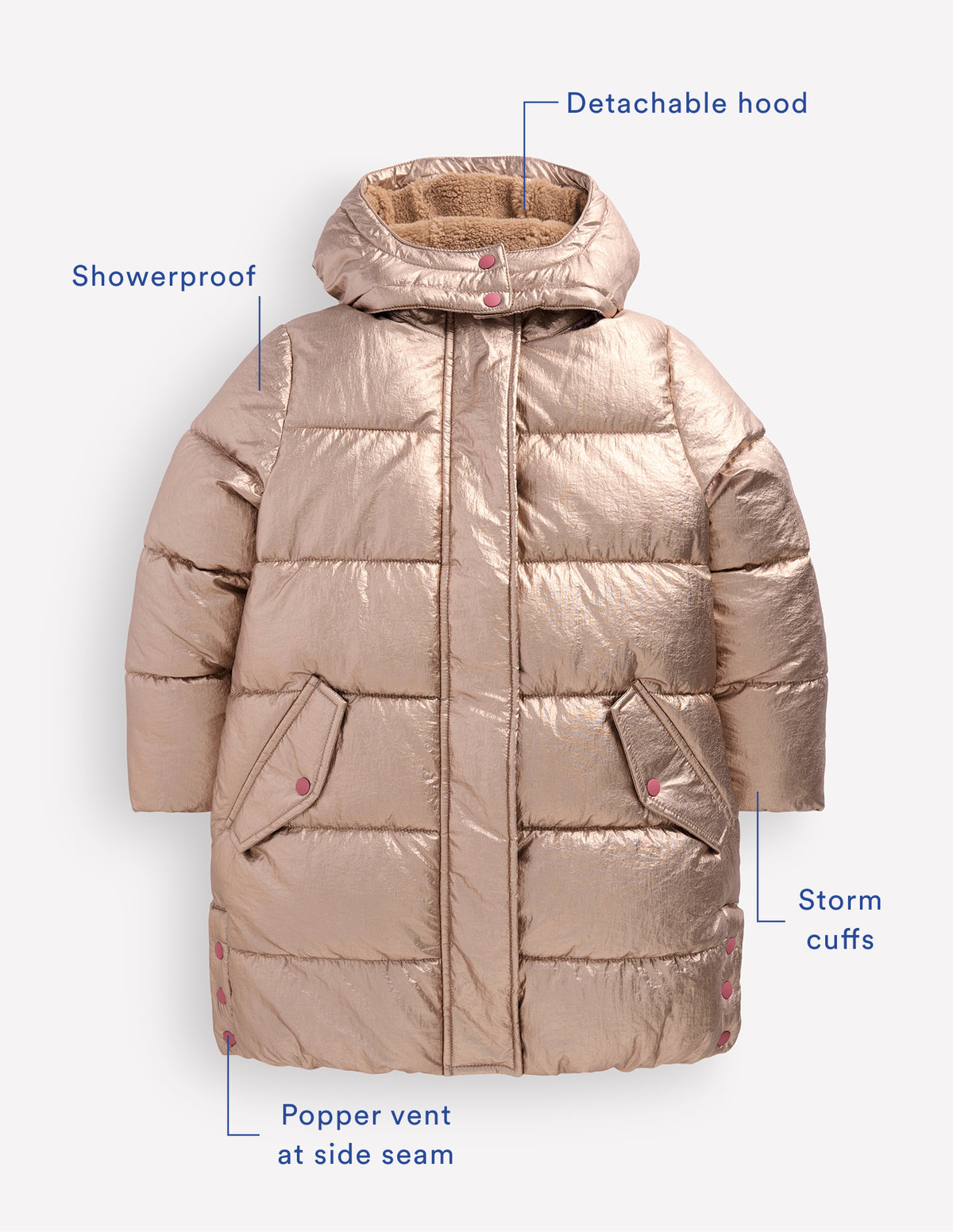Longline Padded Coat-Gold Metallic-4