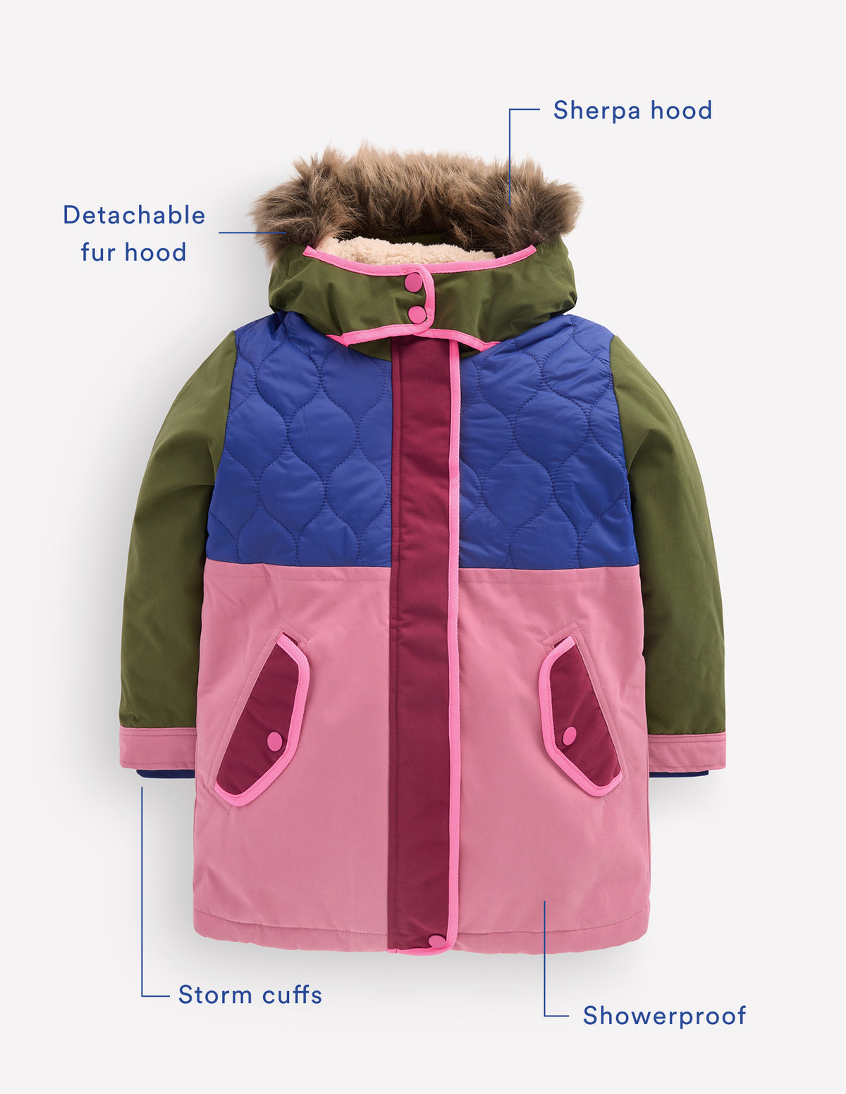 Joni Quilted Parka Coat-Multi Colourblock - Image 3