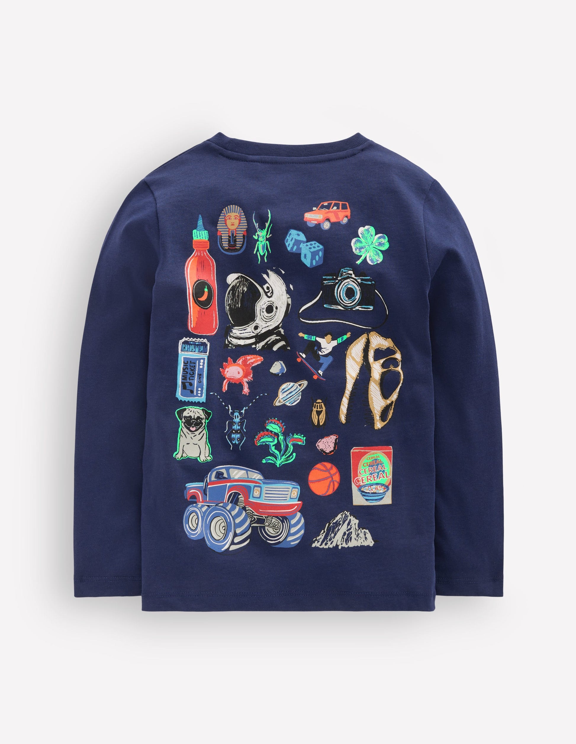 Front & Back Printed T-shirt-College Navy Random Things-2