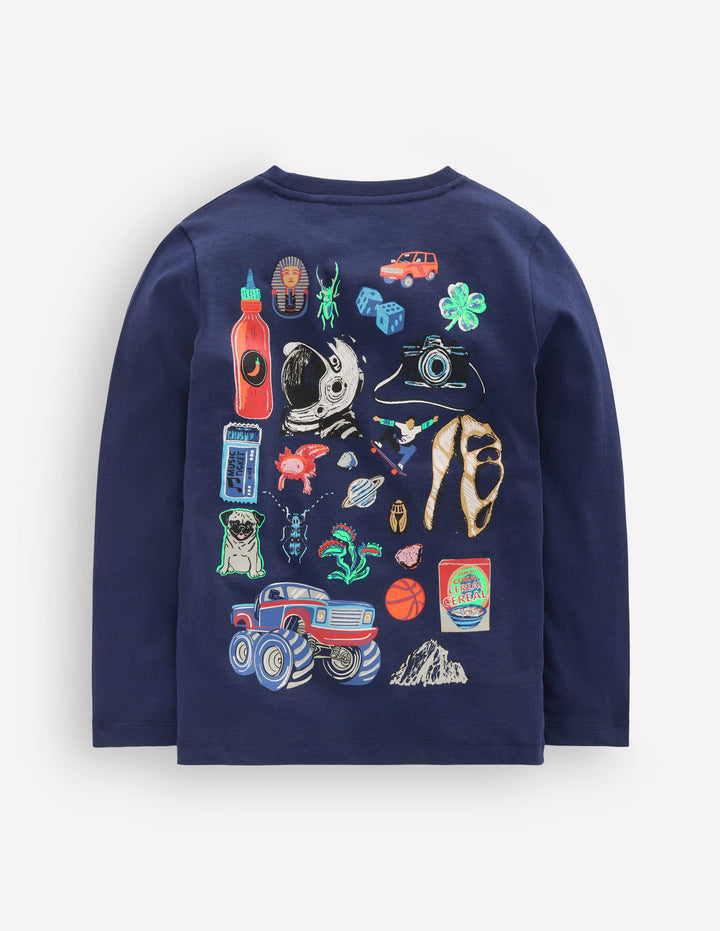 Front & Back T-shirt-College Navy Random Things