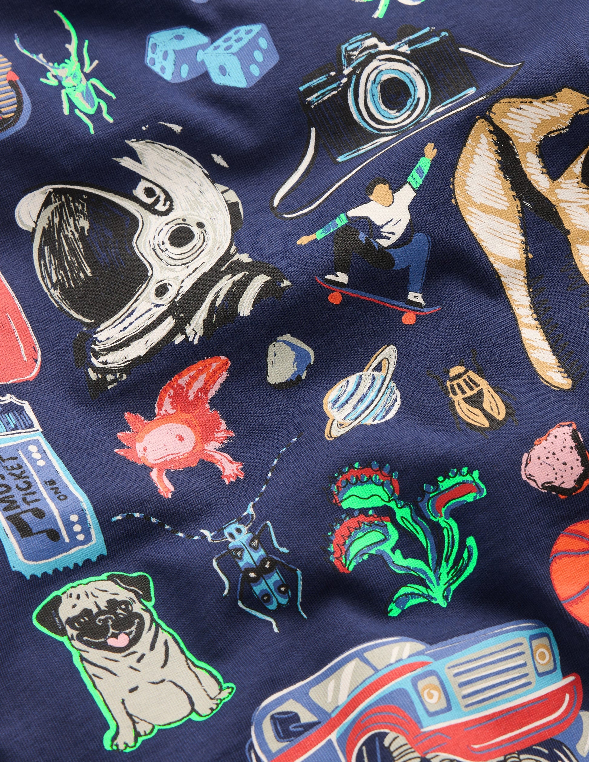 Front & Back Printed T-shirt-College Navy Random Things-3