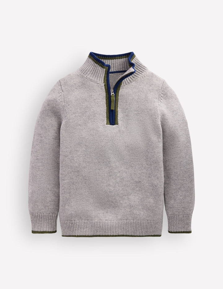 Heritage Half-Zip Jumper-Grey Marl