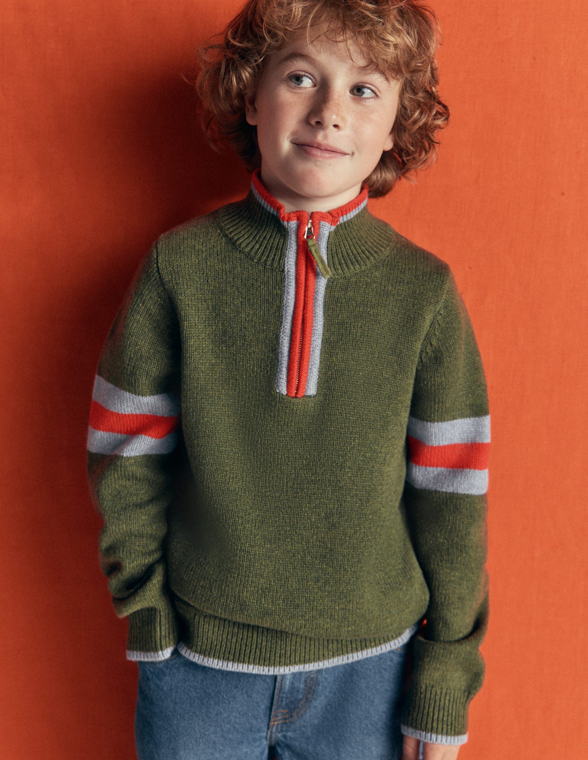 Heritage Half-Zip Jumper-Chive Marl-2