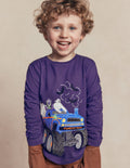 Long Sleeve Appliqué T-shirt-Halloween Monster Truck
