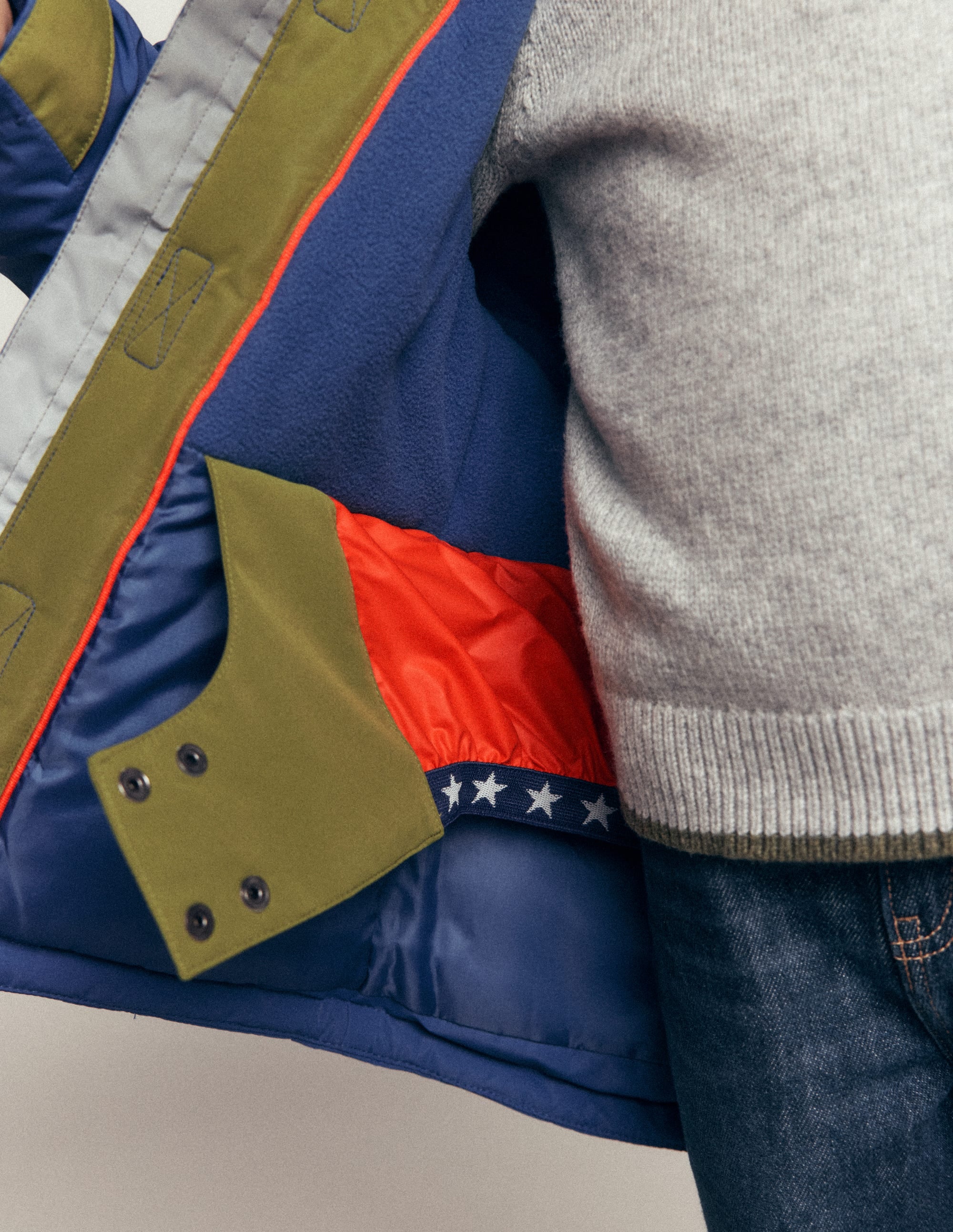 All-weather Waterproof Coat-Khaki Colour Block - Image 4