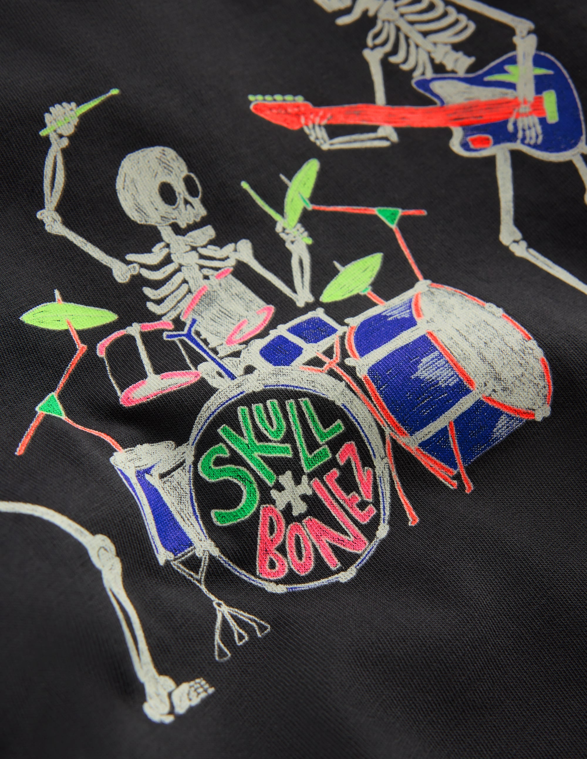 Long Sleeve Glow T-shirt-Shadow Grey, Skeleton Band - Image 3