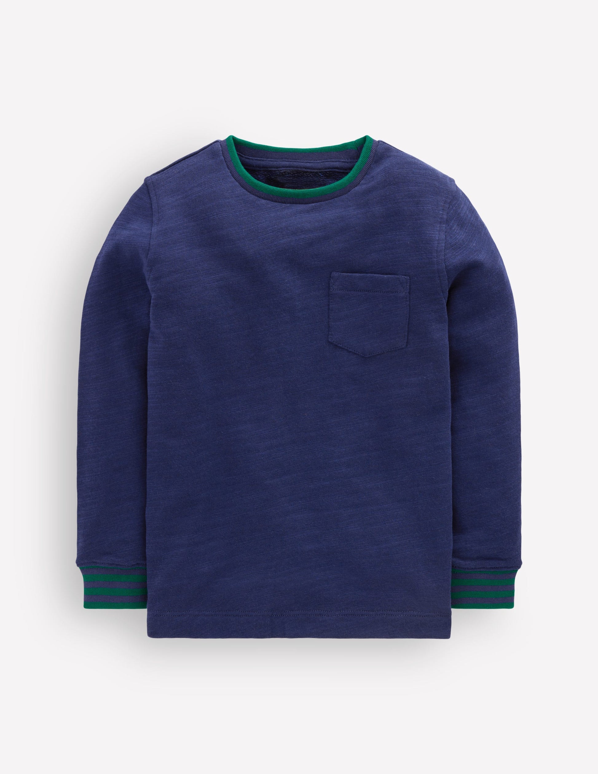 Cosy Mid-weight T-shirt-College Navy / Jewel Green-1