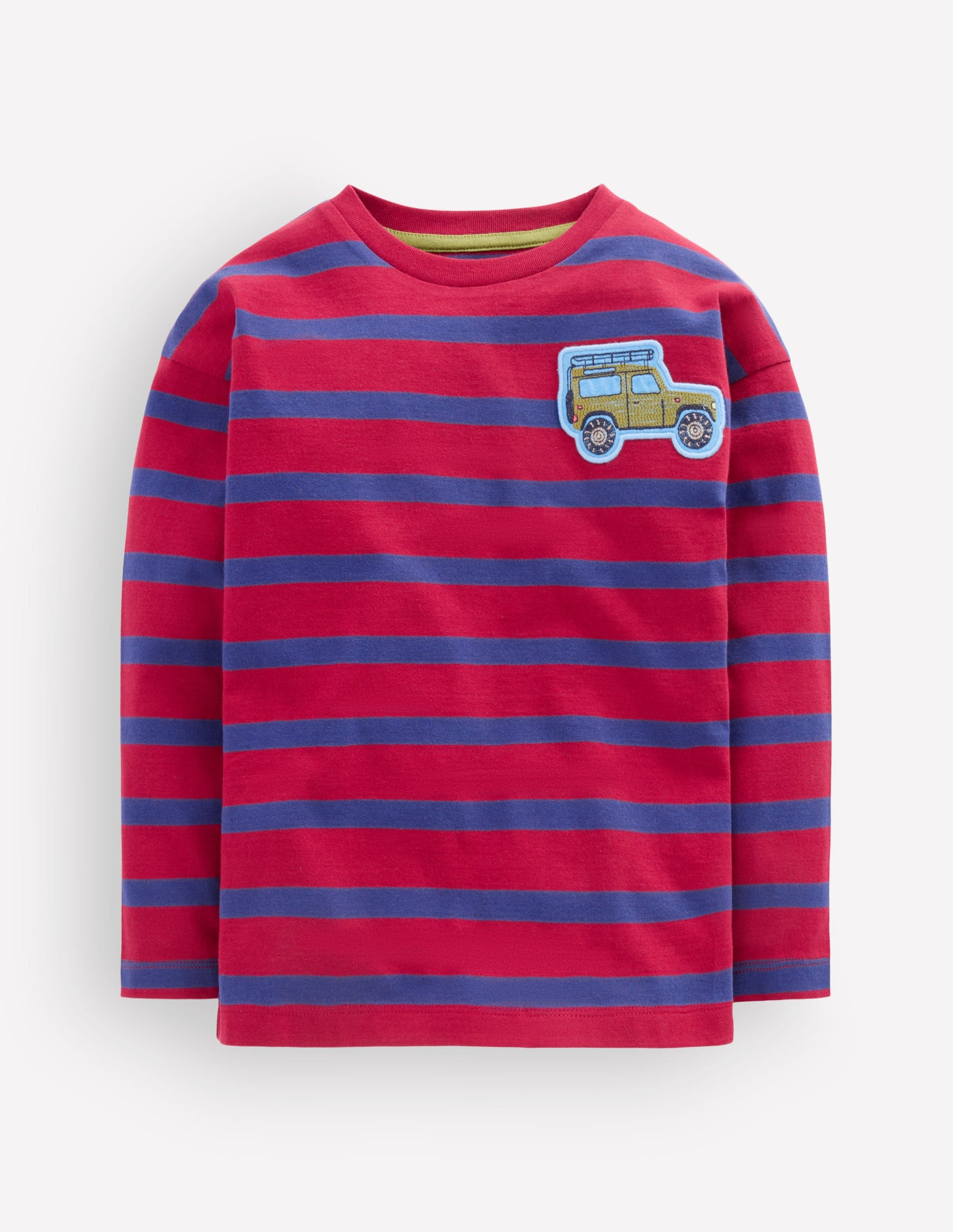 Long Sleeve Badge T-shirt-Red Stripe-3