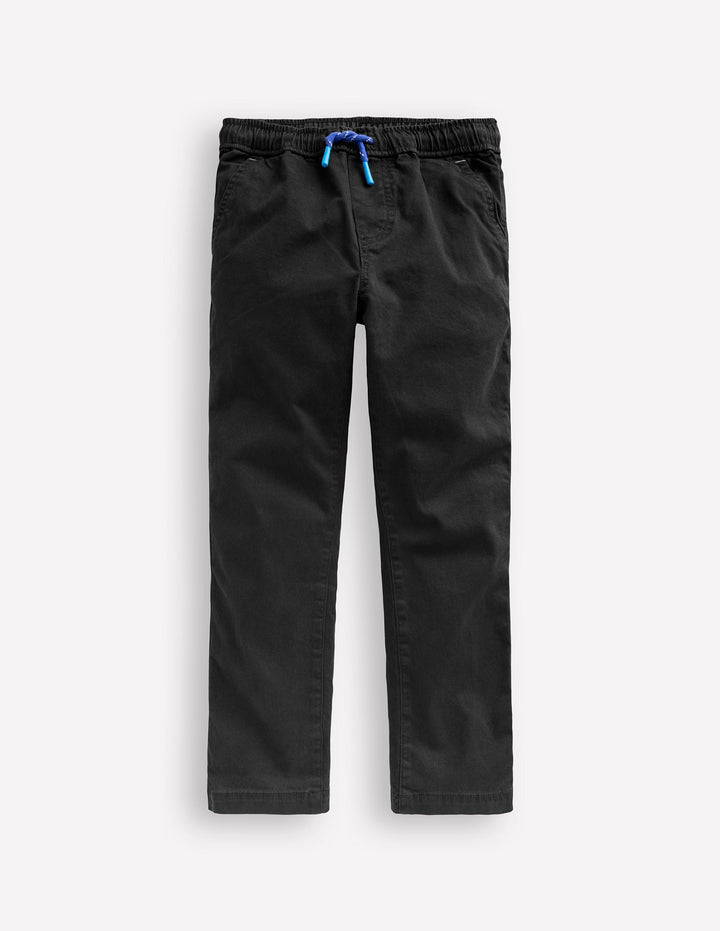 Slim Pull-on Trousers-Black