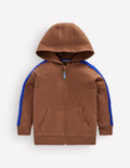 Raglan Zip-through Hoodie-Brown