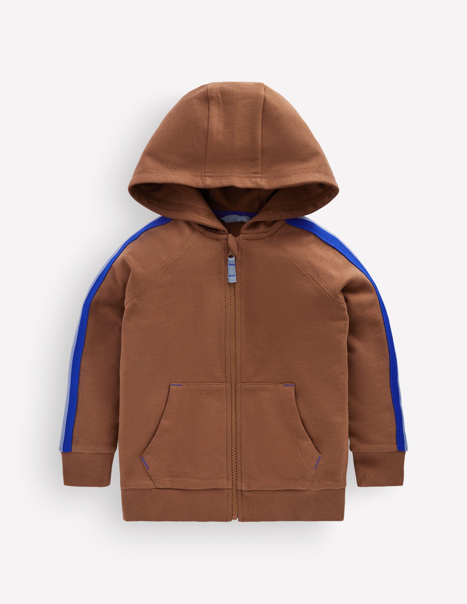 Raglan Zip-through Hoodie-Brown-1