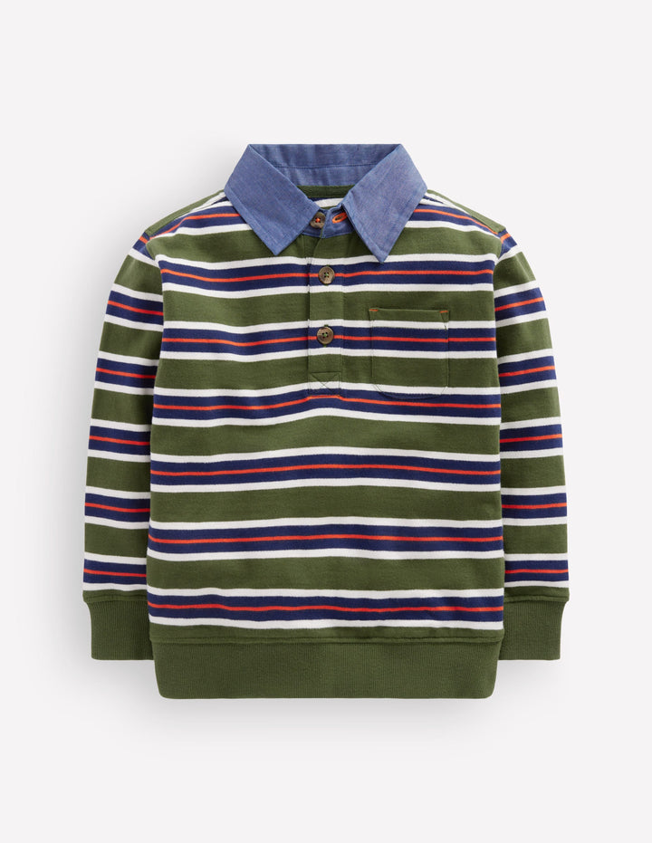 Smart Collared Sweatshirt-Brunswick Green / College Navy