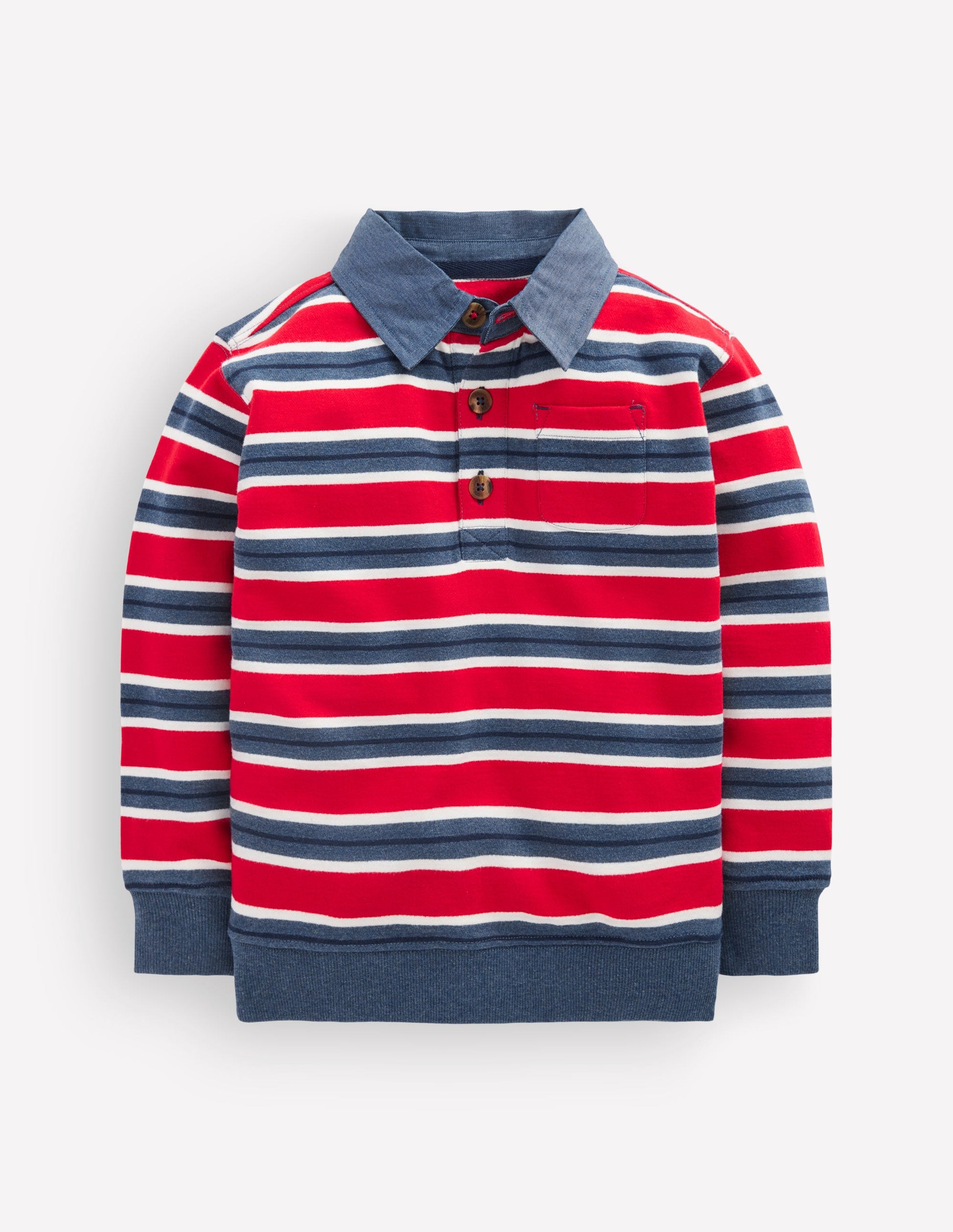 Smart Collared Sweatshirt-Blood Orange / Navy Marl-2
