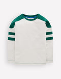 Colour Block T-shirt-Soft Ivory / Jewel Green