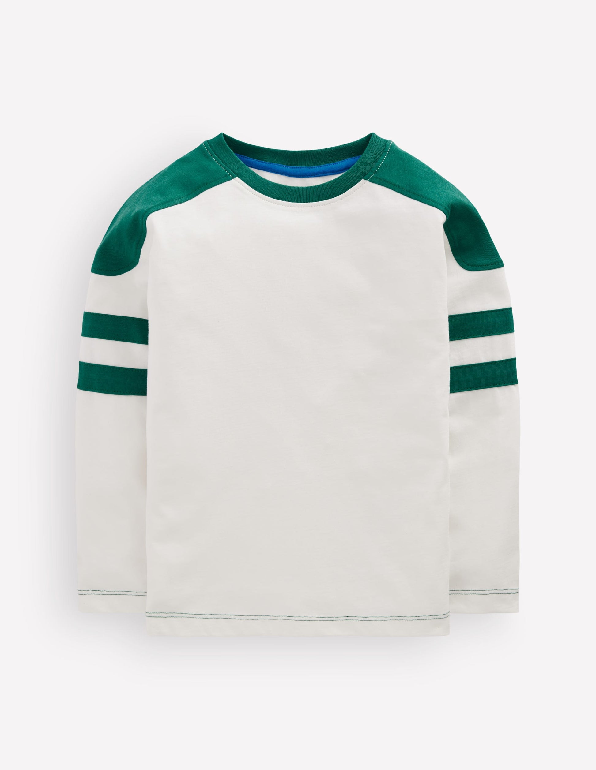Colour Block T-shirt-Soft Ivory / Jewel Green-1