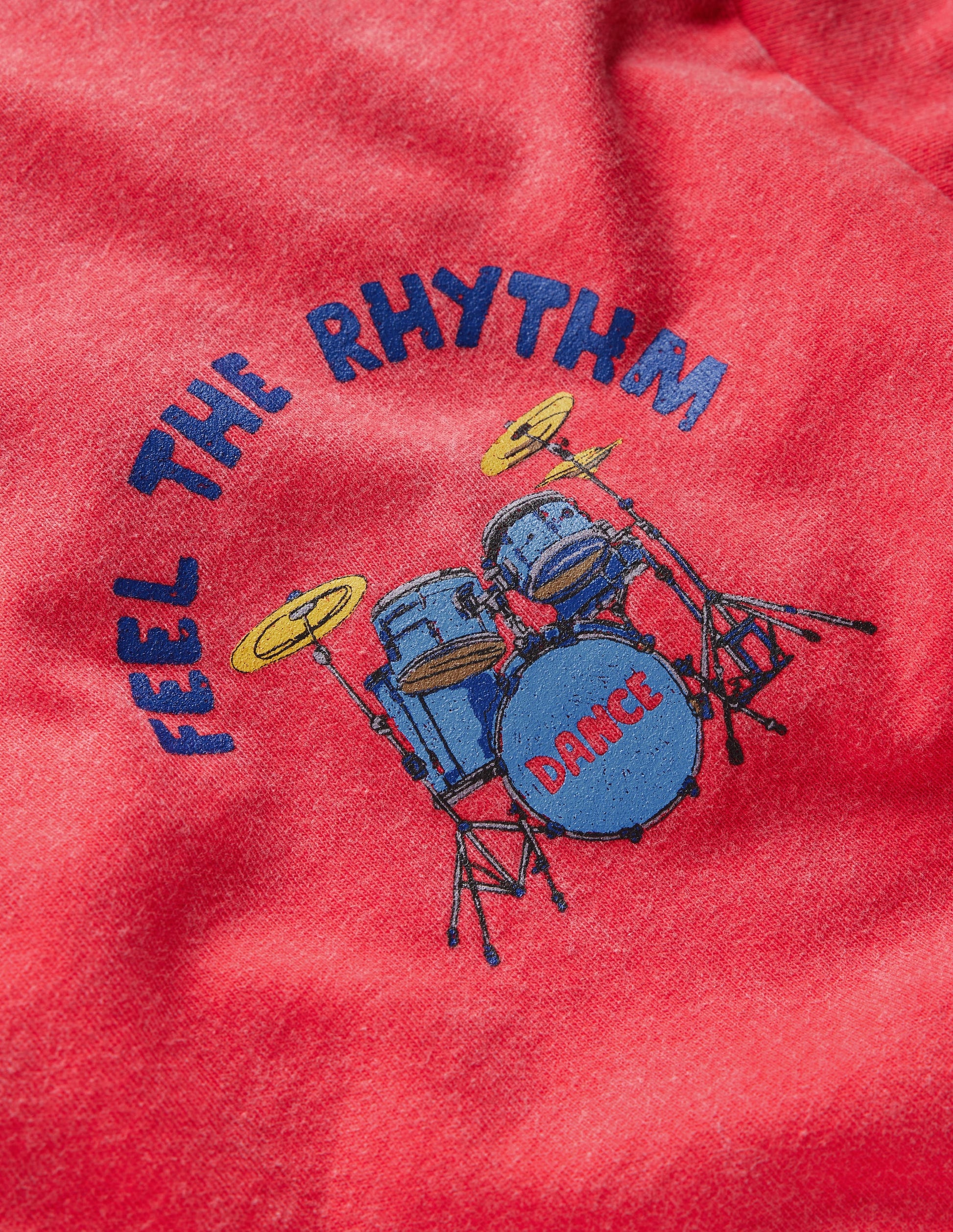 Vintage Wash Graphic T-Shirt-Feel The Rythmn Drums-3