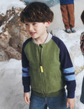 Fleece Lined Bomber-Green / Blue Colourblock