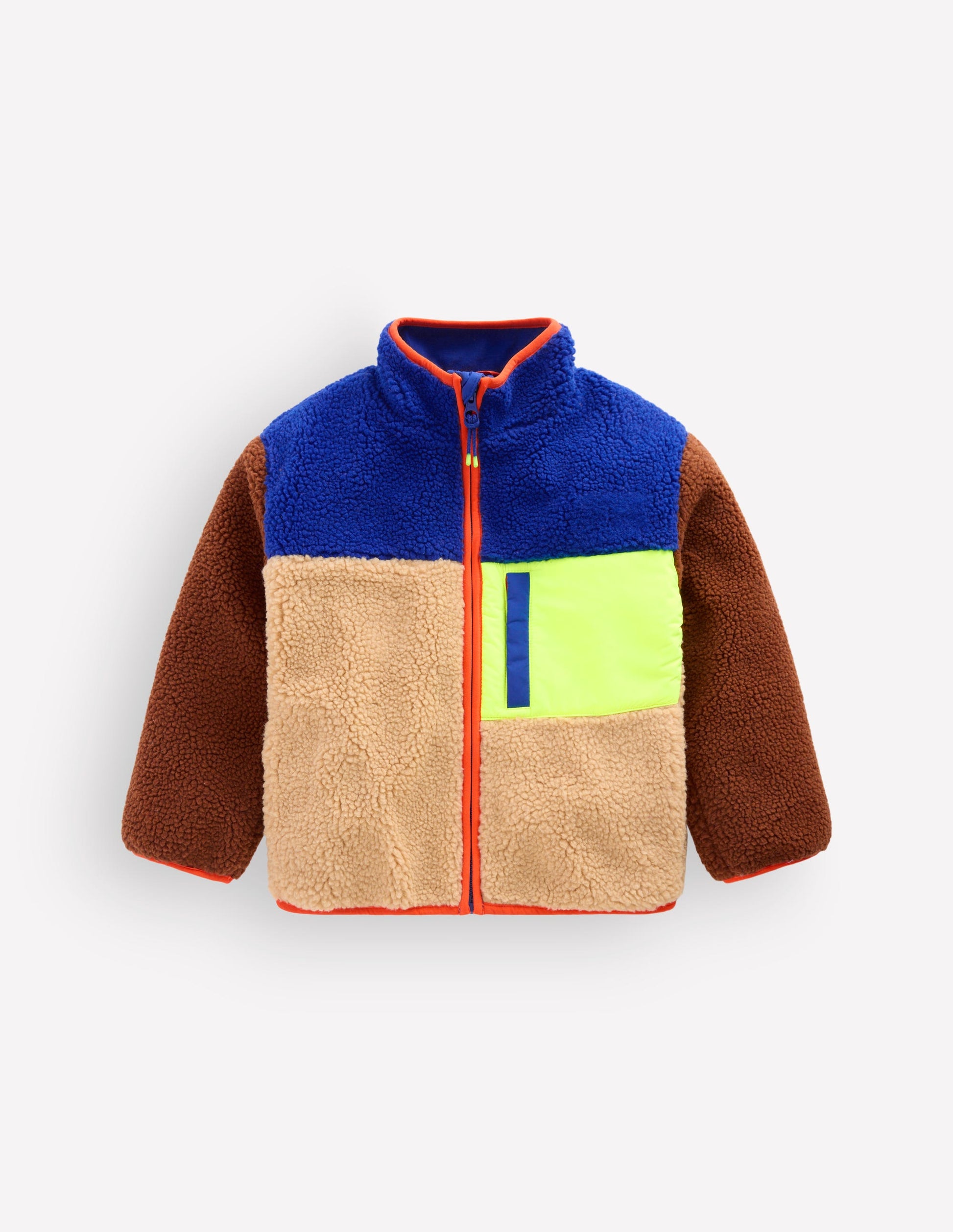 Cosy Borg Mix Jacket-Borg Yellow Colourblock-1