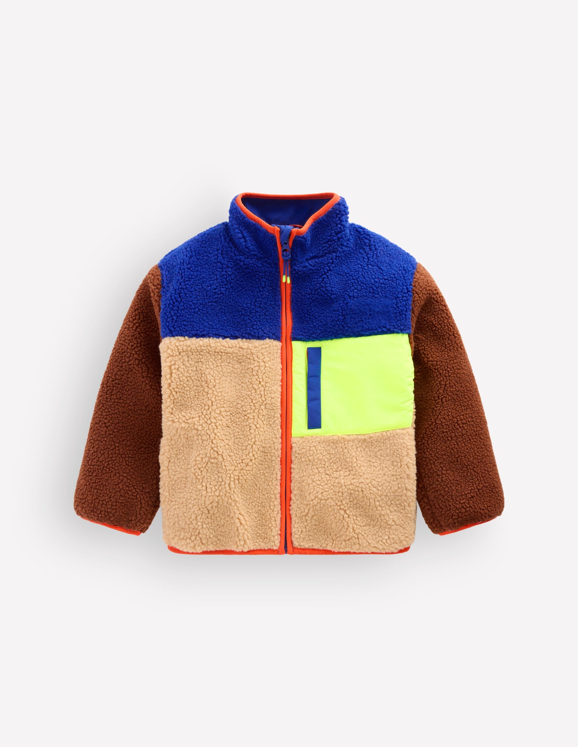 Cosy Borg Mix Jacket-Borg Yellow Colourblock - Image 1
