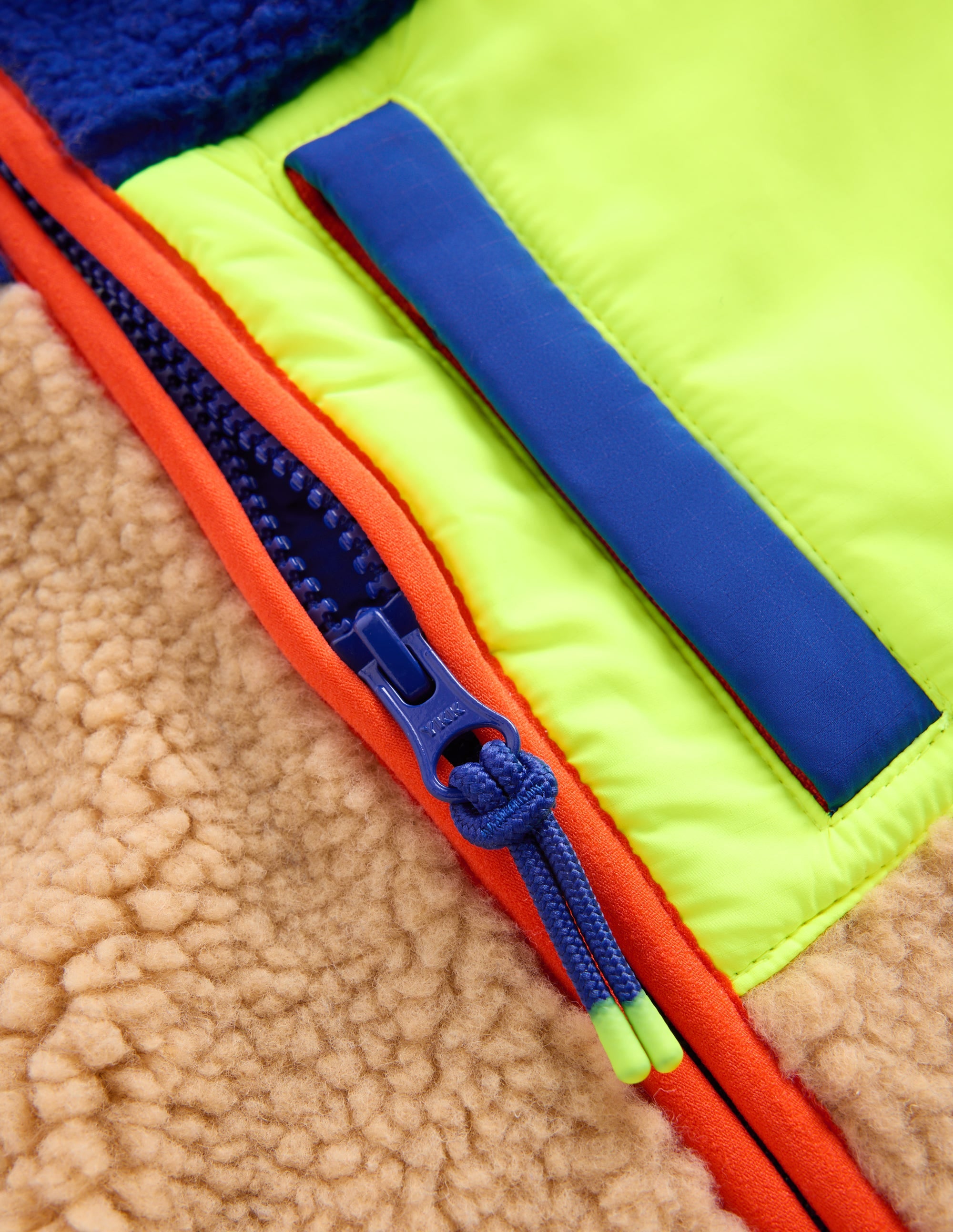 Cosy Borg Mix Jacket-Borg Yellow Colourblock - Image 3