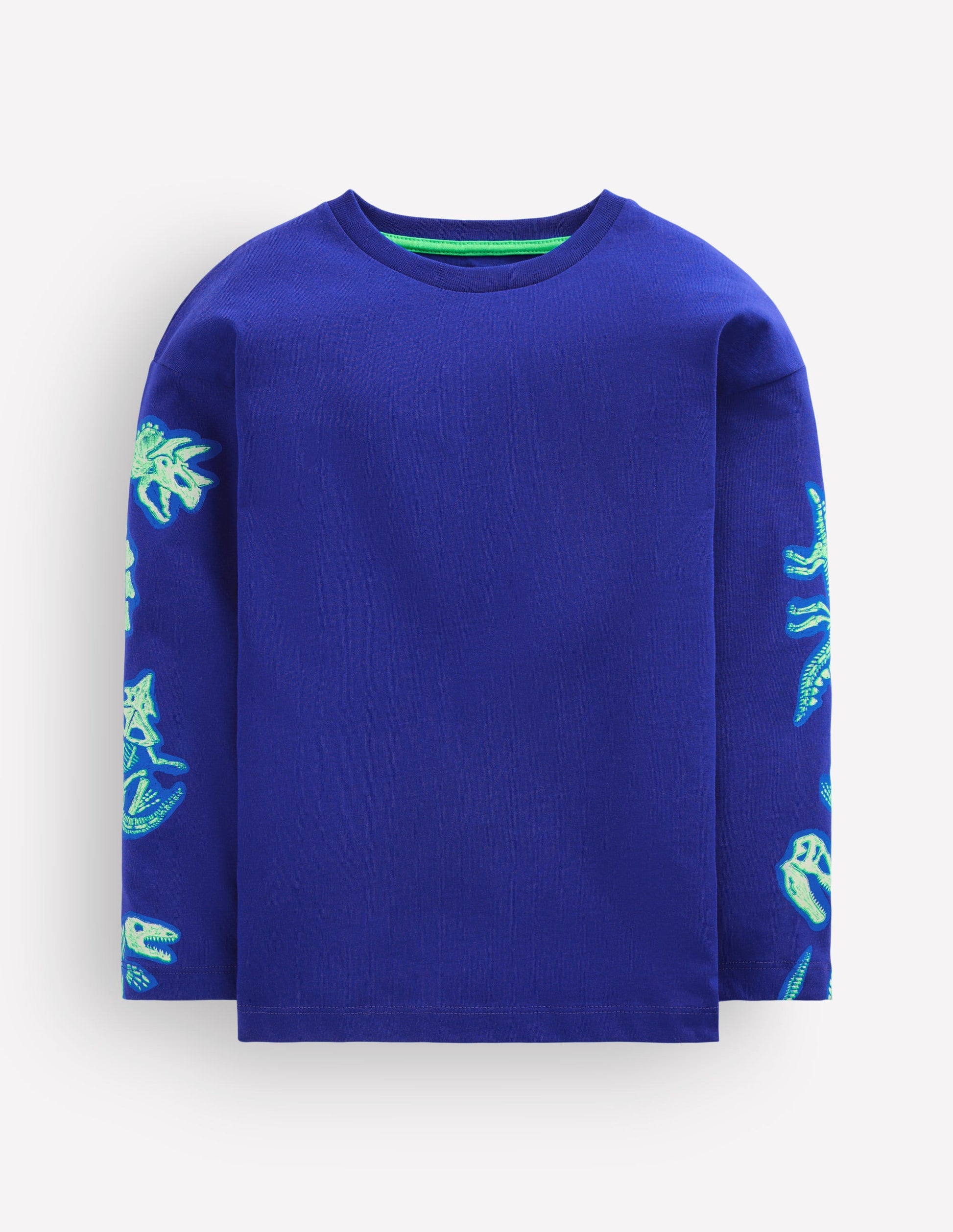 Front and Back Glow T-shirt-Bright Blue Dinos-1