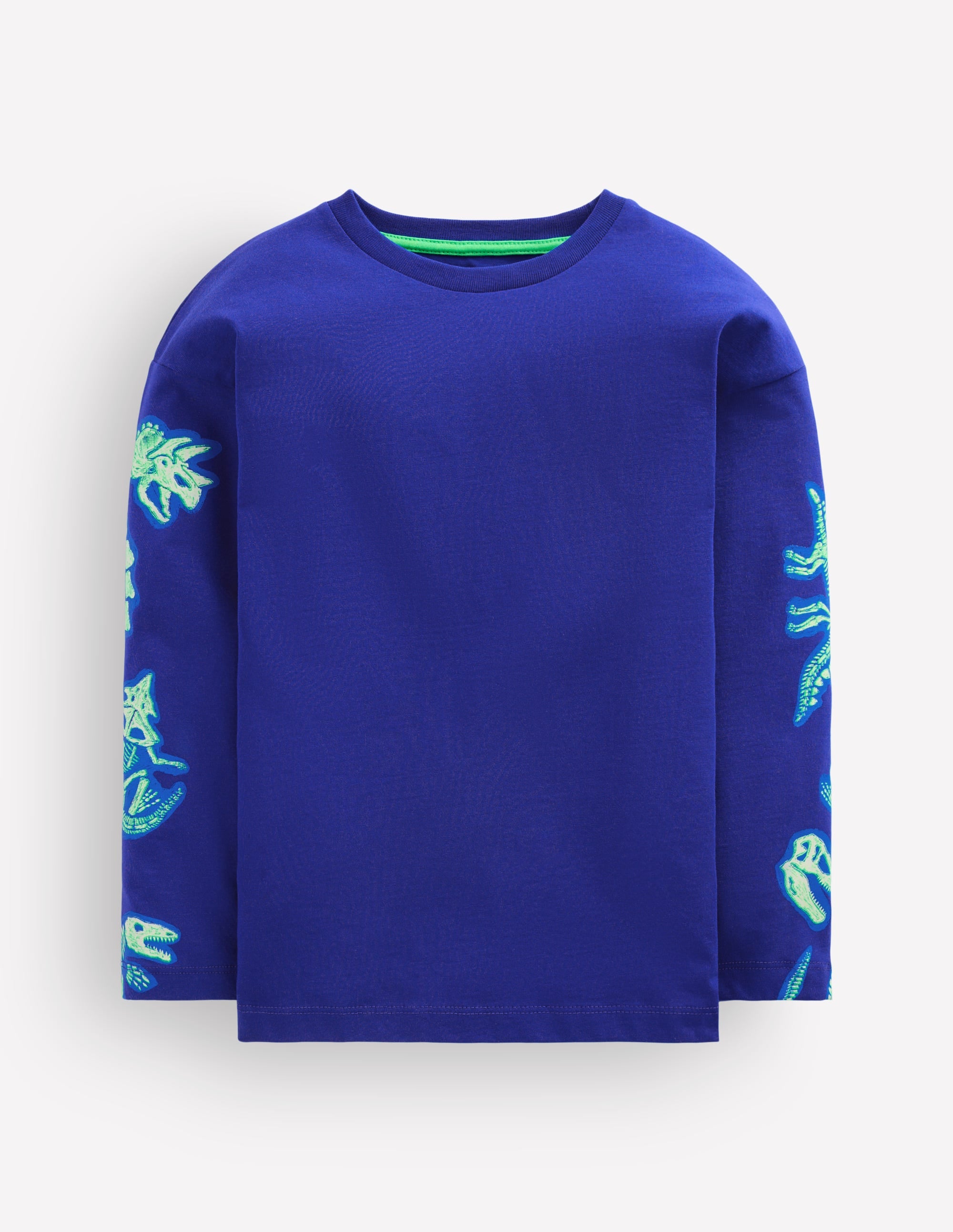 Front and Back Glow T-shirt-Bright Blue Dinos - Image 1
