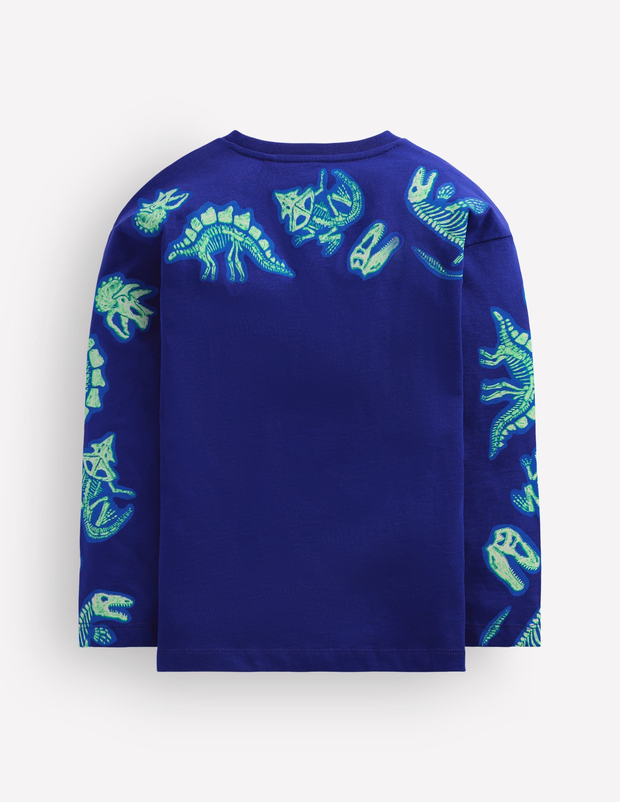 Front and Back Glow T-shirt-Bright Blue Dinos - Image 2