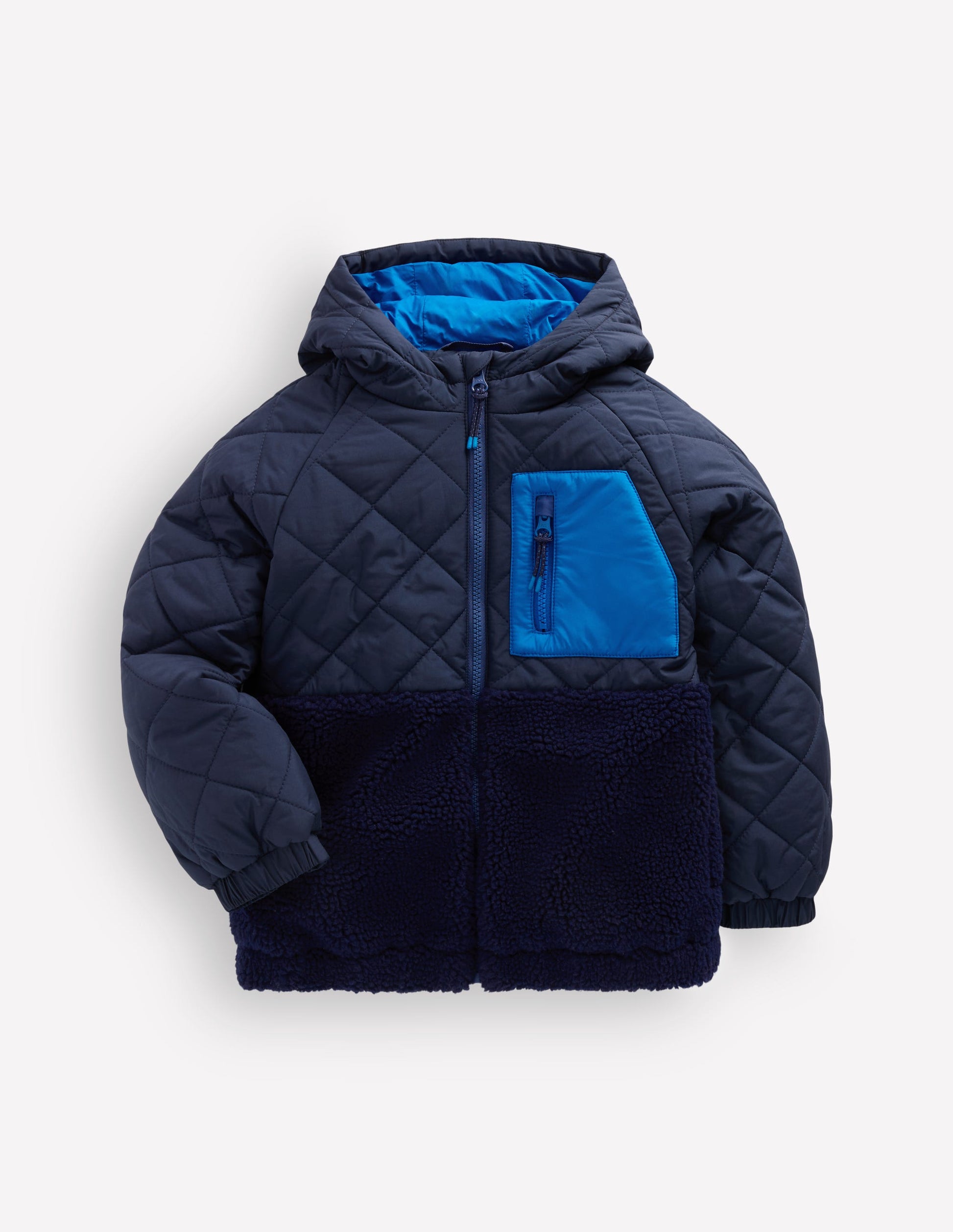Quilted Borg Jacket-BLACK IRIS-1