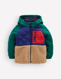 Quilted Borg Jacket-Colourblock