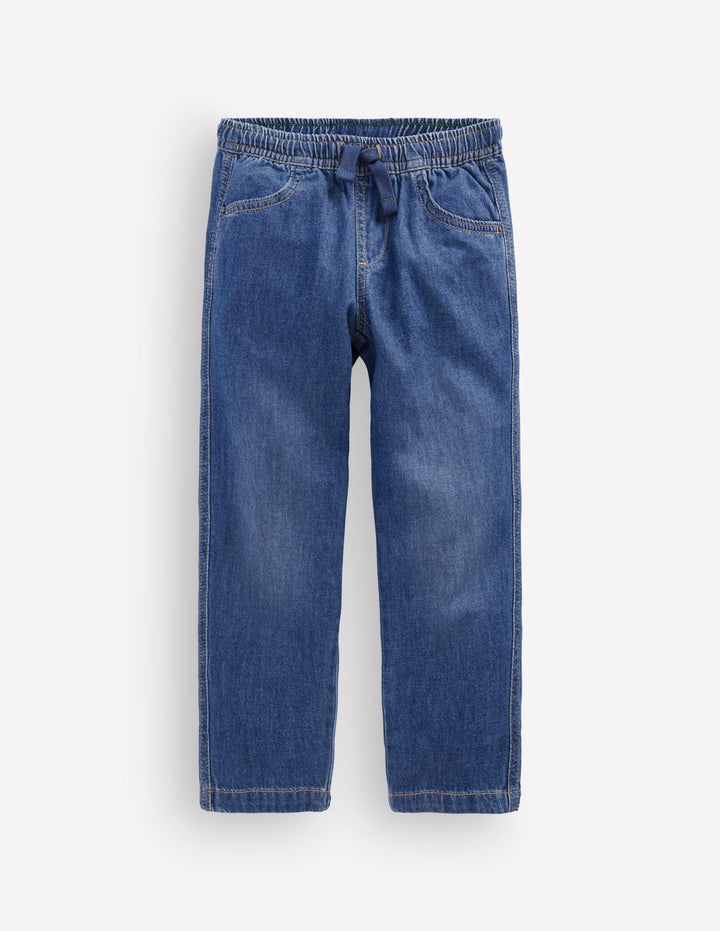 Easy Straight Trousers-Denim