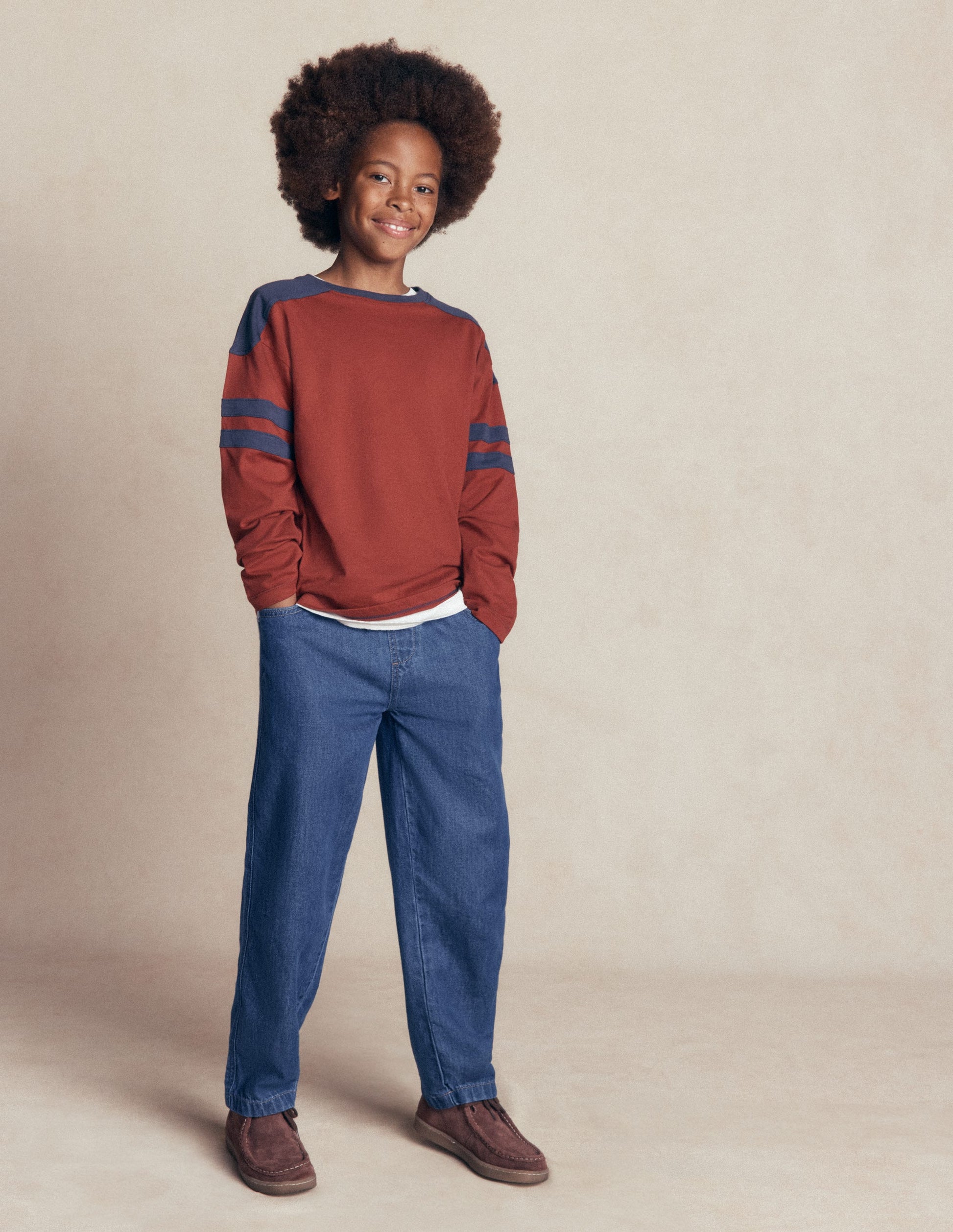 Easy Straight Trousers-Denim-1