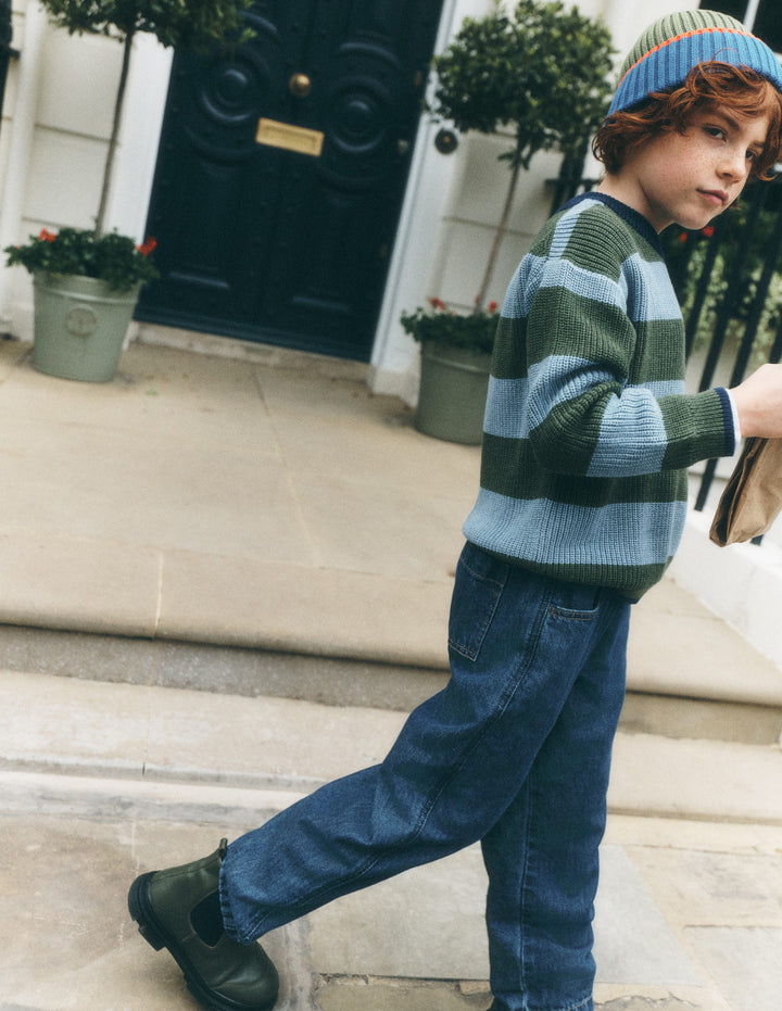 Easy Straight Trousers-Denim