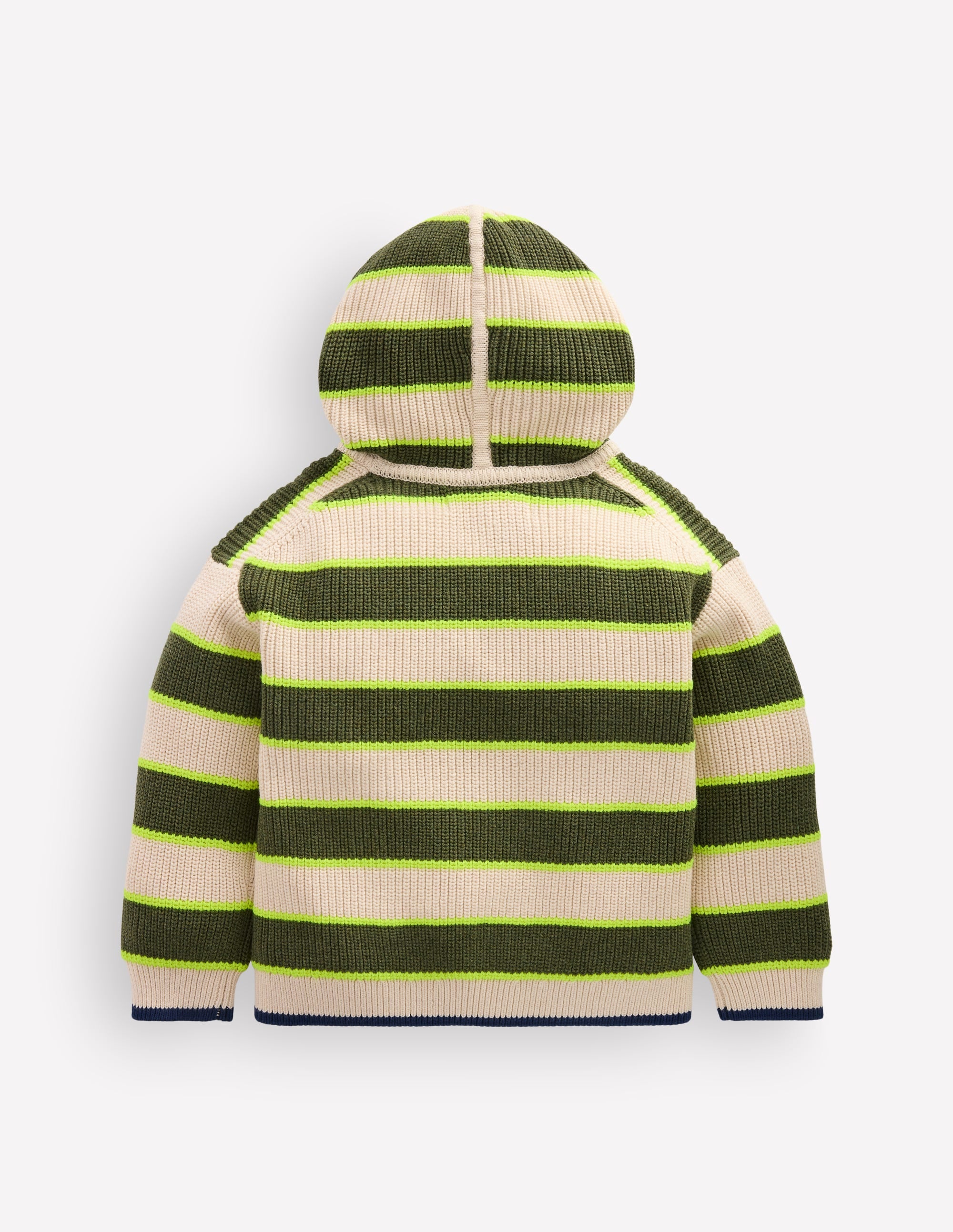 Knitted Hoodie-Oatmeal/Green Stripe - Image 5