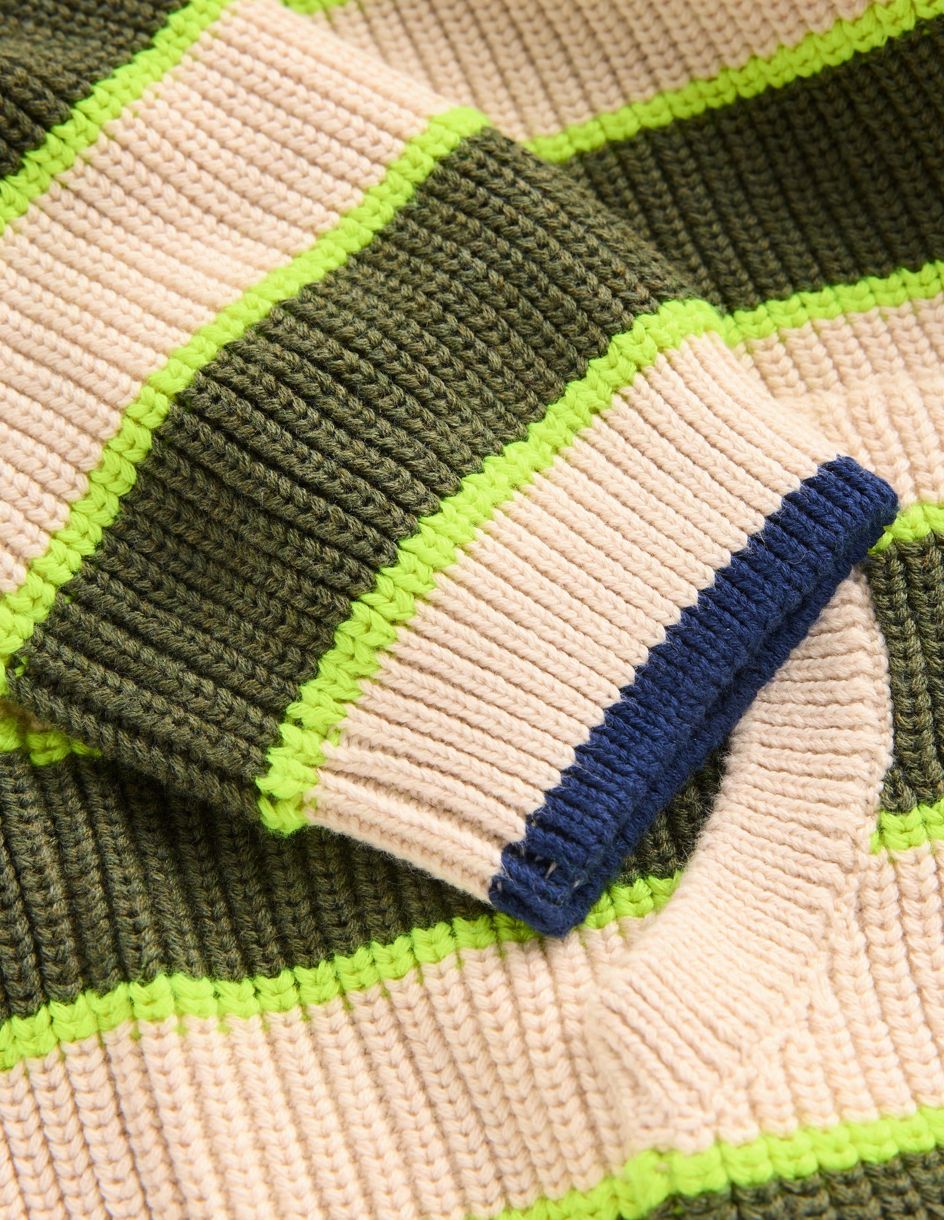 Knitted Hoodie-Oatmeal/Green Stripe-6