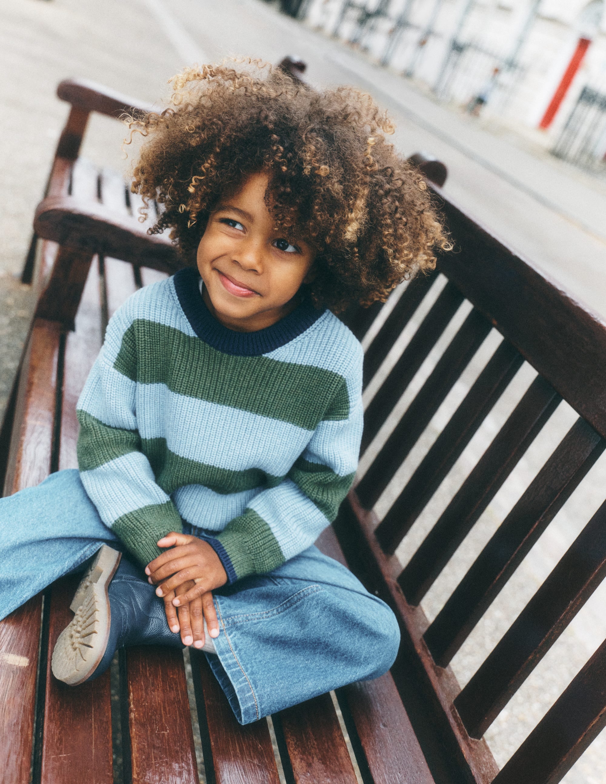 Chunky Cotton Jumper-Bluejay Stripe - Image 1