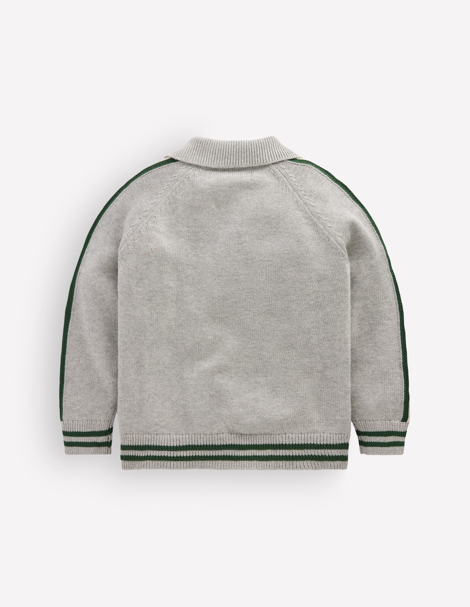 Varsity Zip-through Jumper-Grey Marl - Image 4