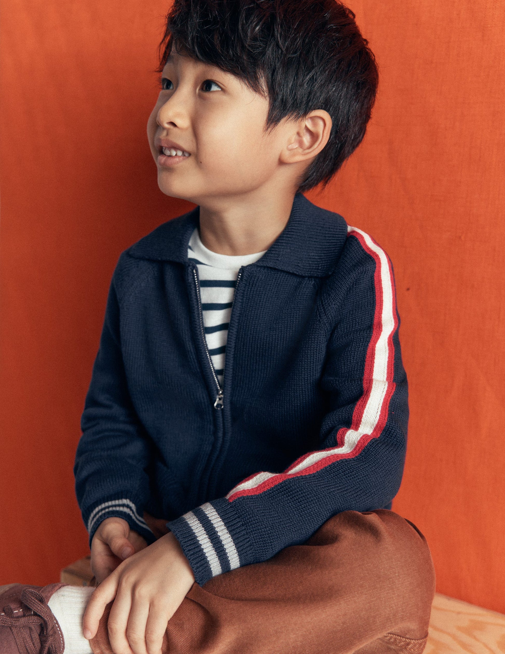 Smart Zip-through Jumper-Navy Marl-1