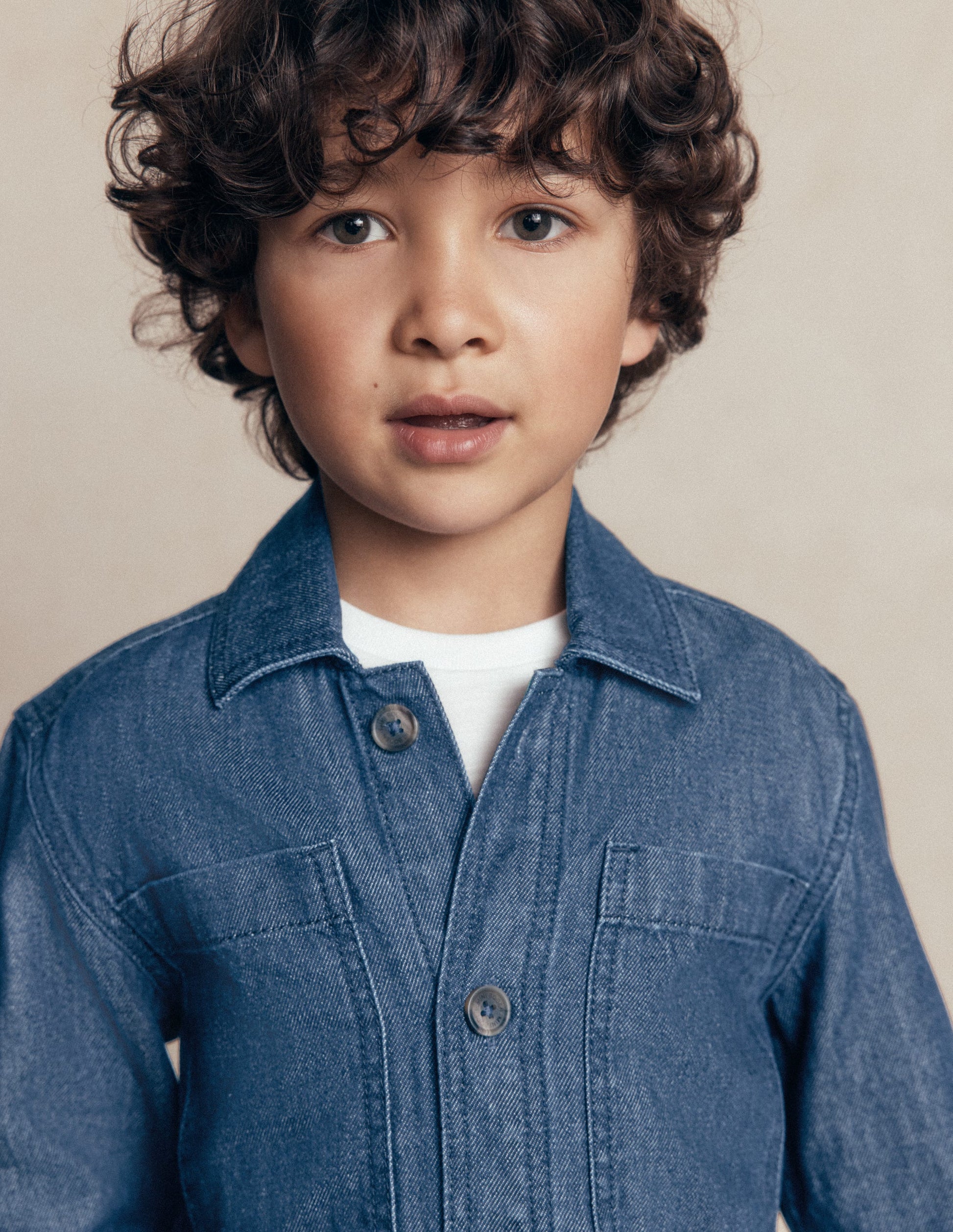 Cotton Front Pocket Overshirt-Mid Denim-2