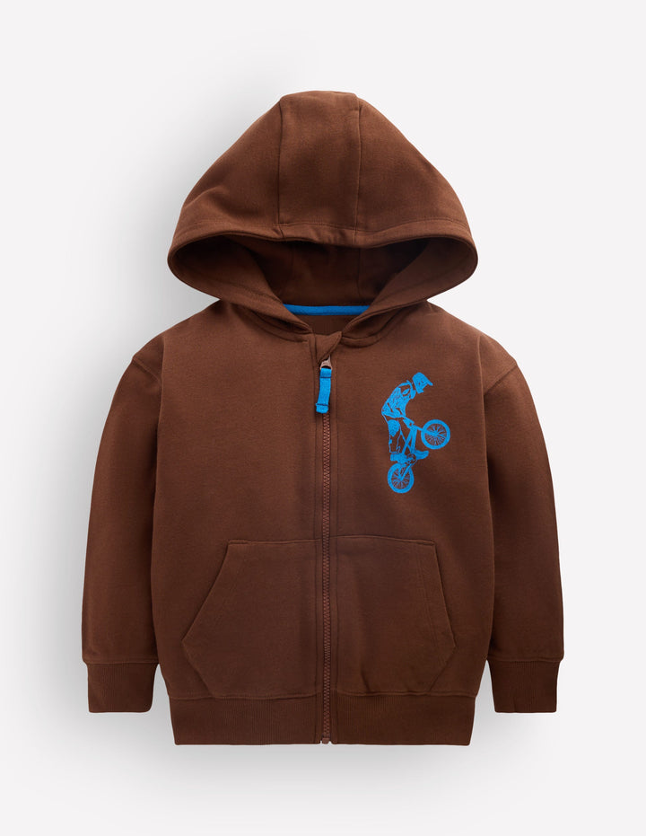 Front & Back Zip-Up Hoodie-Brown BMX
