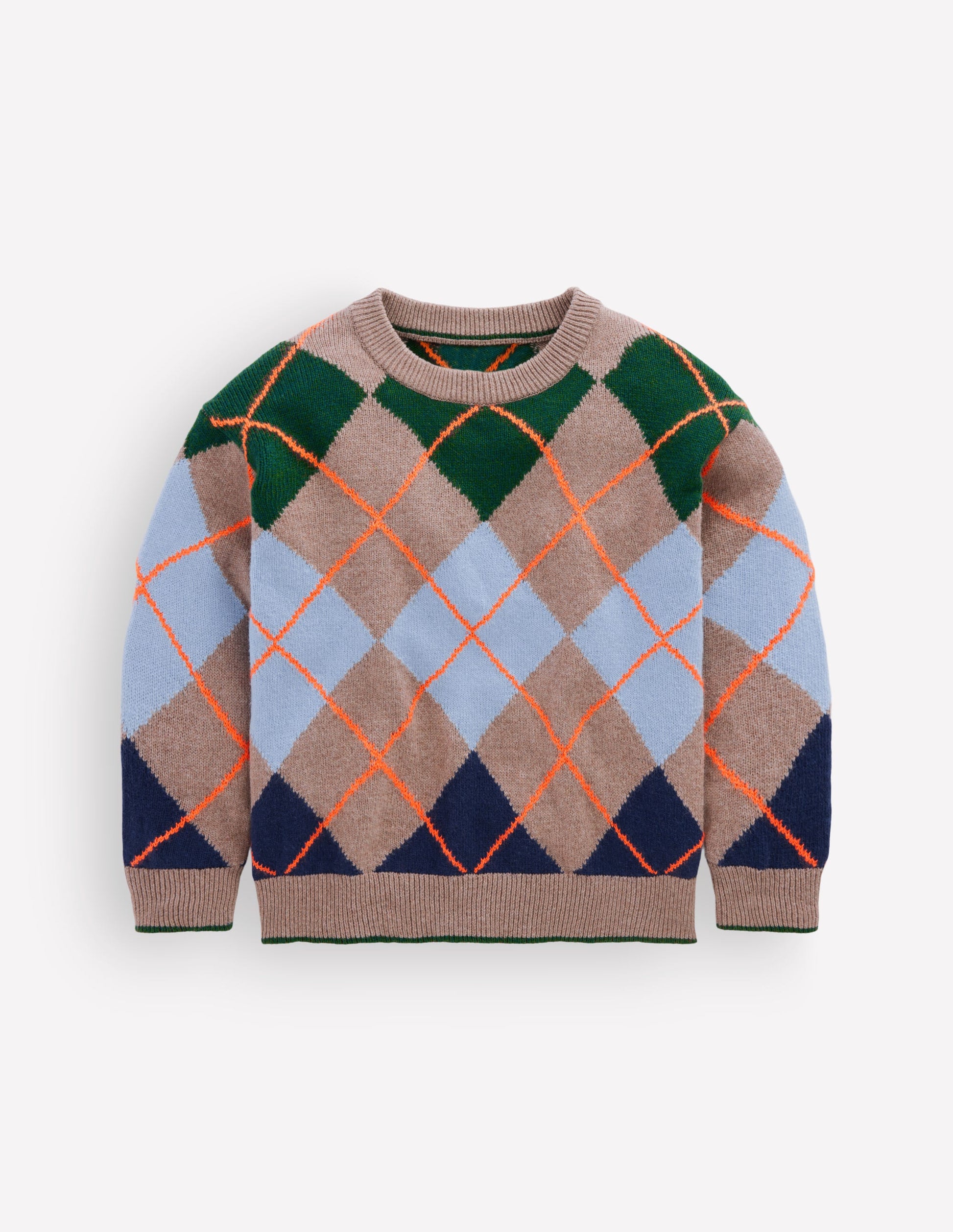 Argyle Jumper-Stone Melange-2
