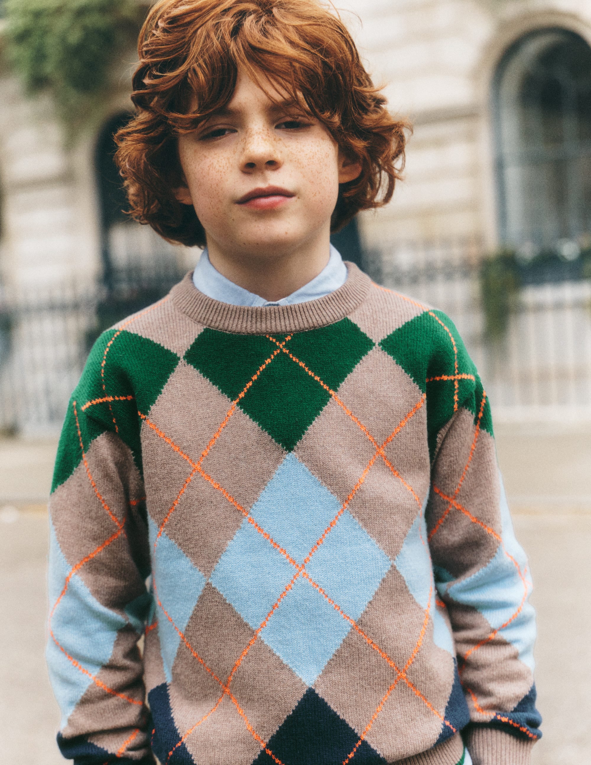 Argyle Jumper-Stone Melange - Image 1